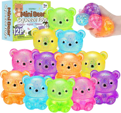 12Pack Fidget Toys Squishy ，Cute Bear Squeeze Ball , Bulk Squishy Fidget Squeeze Play Toys，Pull Stretch Classroom Prize Party Favors Toys for Kids - US 2610