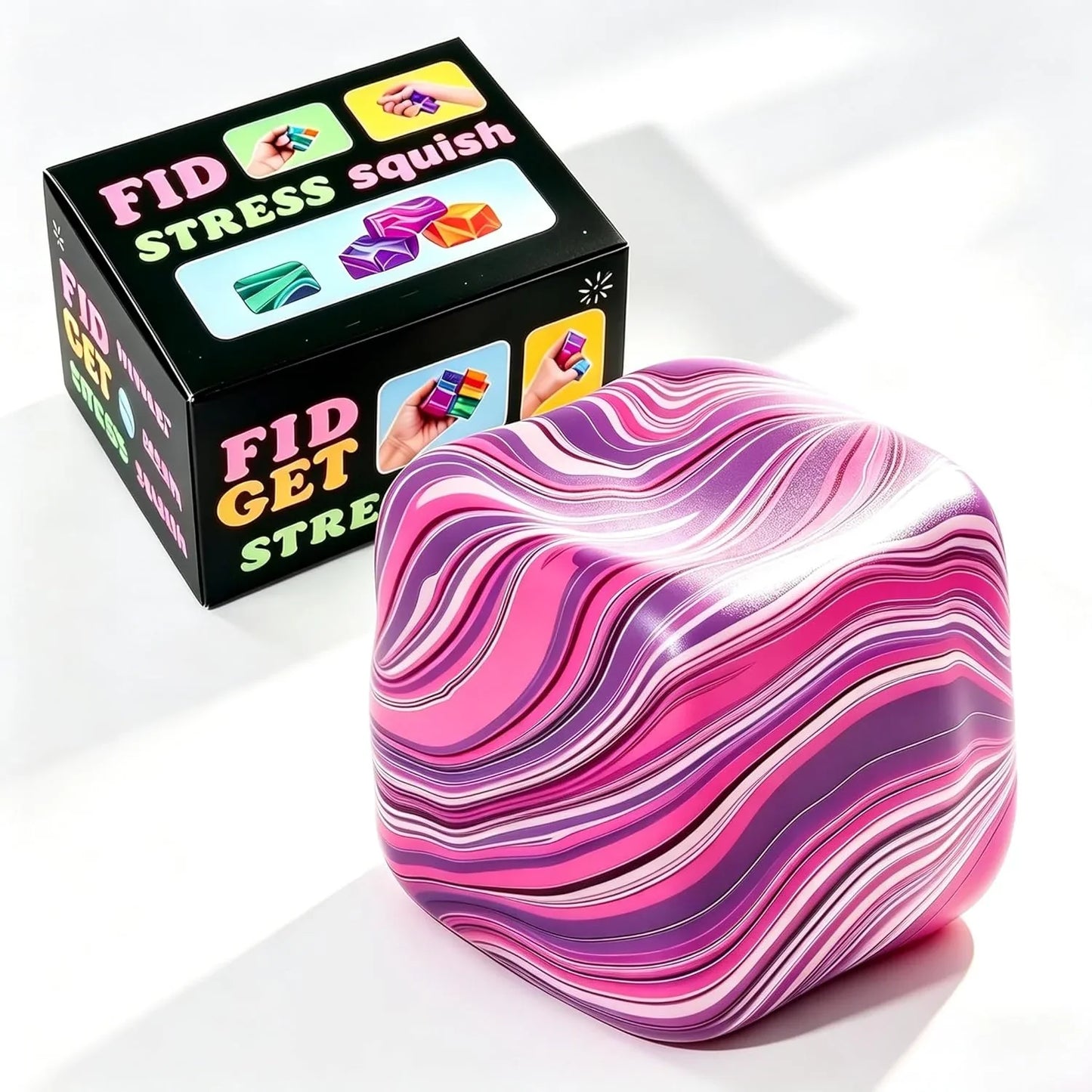 1 Pack Fidget Toys Squishy Stress Cube, Stress Balls for Kids Adults Squishies Stress Relief, Ice Sugar Sensory Toys for Kids with Autism, Fidgets for Classroom Prize Toys(Pink,1 Pack) - US 2032