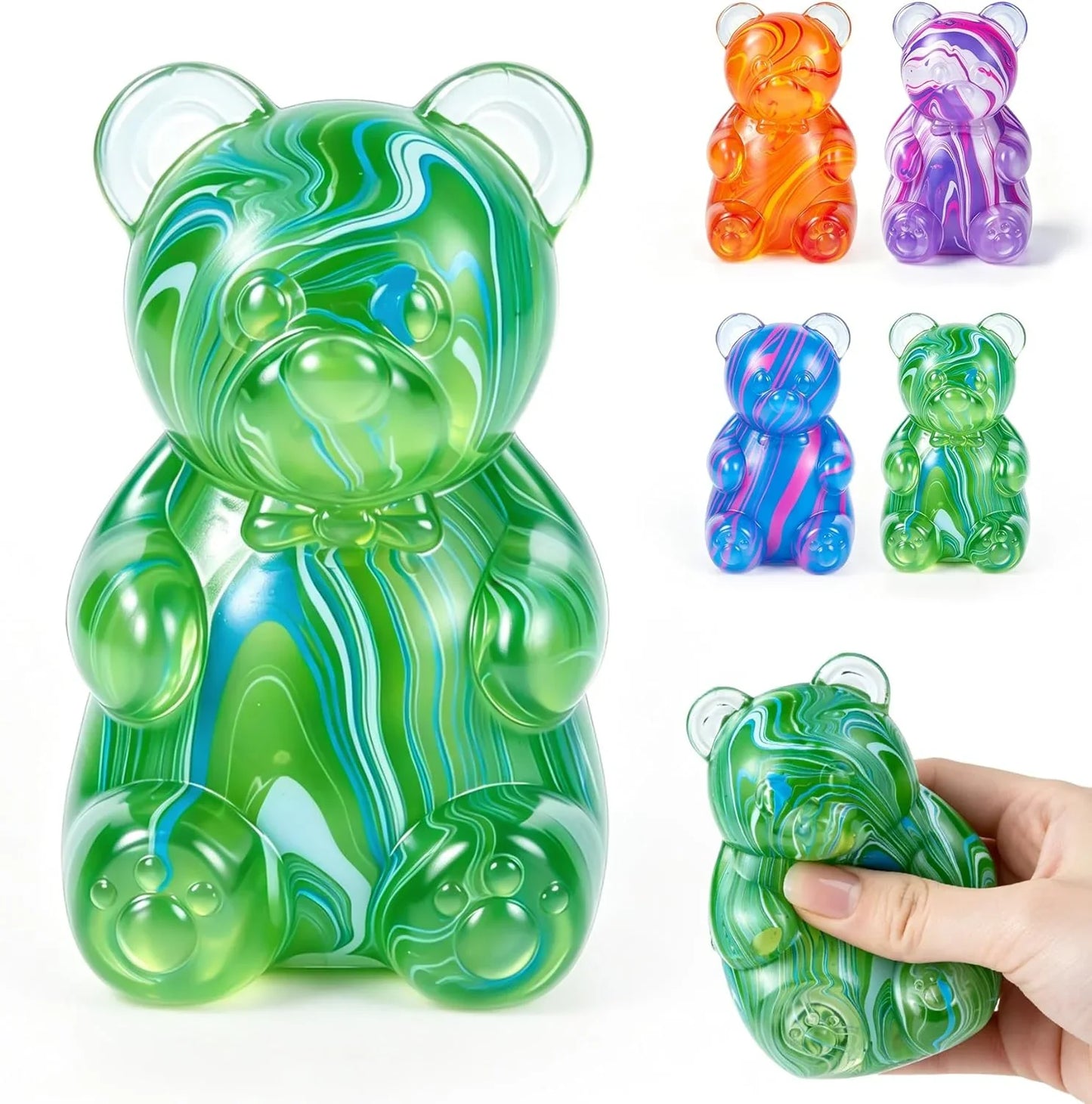 1Pc Gummy Bear Squishyies Fidget,Color Maltose Filled Squeeze Toys Slow Rising Squishy Stress Balls Adults Kids Party Favors,Classroom Prizes(Green) - US 4310